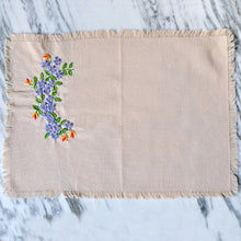 Load image into Gallery viewer, Tan Placemats with Hand-Embroidered Flowers - La Porte Bonheur

