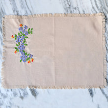 Load image into Gallery viewer, Tan Placemats with Hand-Embroidered Flowers - La Porte Bonheur