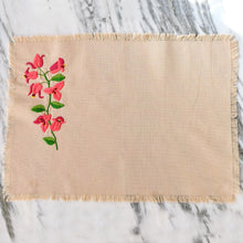Load image into Gallery viewer, Tan Placemats with Hand-Embroidered Flowers - La Porte Bonheur
