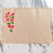 Load image into Gallery viewer, Tan Placemats with Hand-Embroidered Flowers - La Porte Bonheur