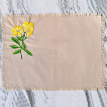 Load image into Gallery viewer, Tan Placemats with Hand-Embroidered Flowers - La Porte Bonheur