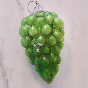 Green Grapes Vintage French Glass Christmas Ornament