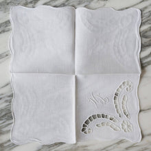 Load image into Gallery viewer, White Linen Cutout Cocktail Napkins with HL Monogram - La Porte Bonheur