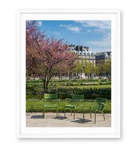 Load image into Gallery viewer, Three Green Chairs in the Tuileries - Paris Photography - La Porte Bonheur