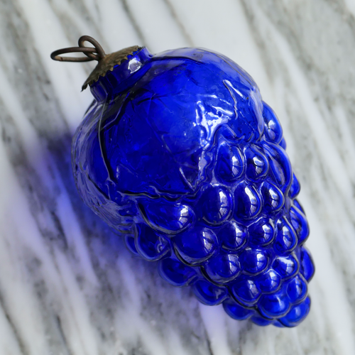 vintage french Blue grapes Mercury Glass Christmas Ornament