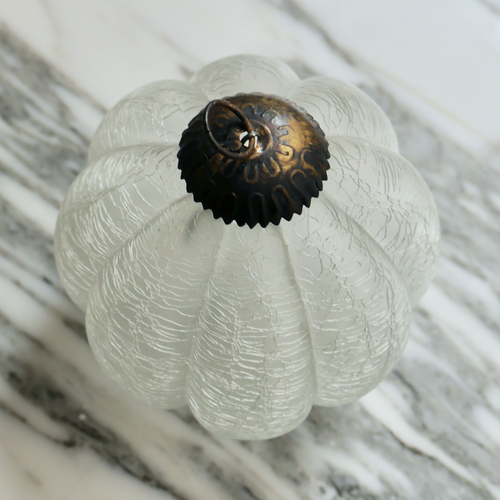 clear crackle pumpkin/Snowball Glass Christmas Ornament vintage french christmas