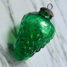 Load image into Gallery viewer, vintage french green Glass Christmas Ornament shaped like grapes
