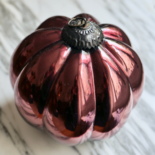 purple pumpkin/Snowball Mercury Glass Christmas Ornament vintage french christmas