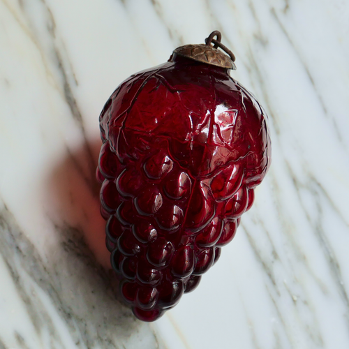 vintage french red grapes Glass Christmas Ornament