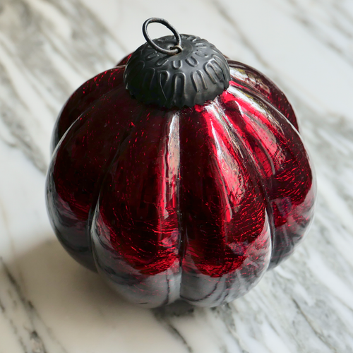 red pumpkin/Snowball Mercury Glass Christmas Ornament vintage french christmas