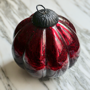 red pumpkin/Snowball Mercury Glass Christmas Ornament vintage french christmas