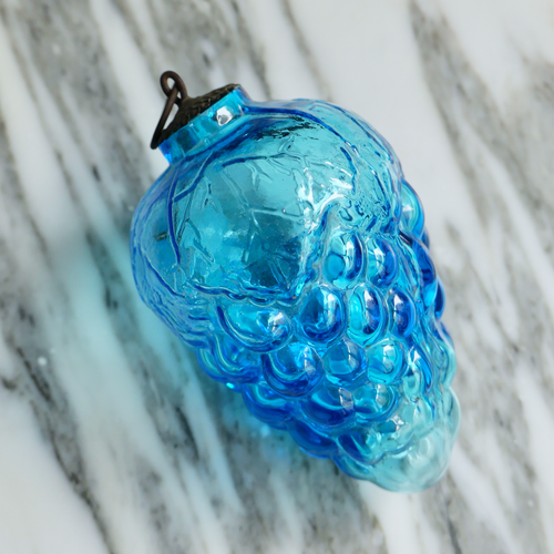 vintage french turquoise grapes Glass Christmas Ornament