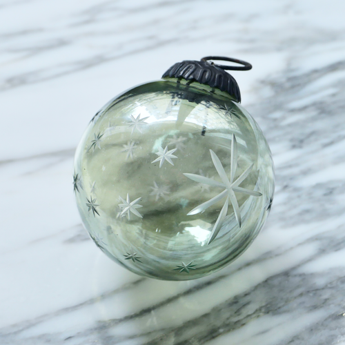 clear glass vintage french christmas etched star ornament