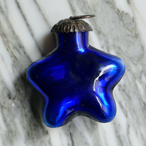 vintage french mini blue star mercury glass christmas ornament