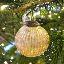 Load image into Gallery viewer, Champagne Colored Glass Ornament with Ridges - La Porte Bonheur
