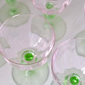 Portieux Isabelle Pink and Green Goblets - La Porte Bonheur