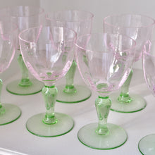 Load image into Gallery viewer, Portieux Isabelle Pink and Green Goblets - La Porte Bonheur

