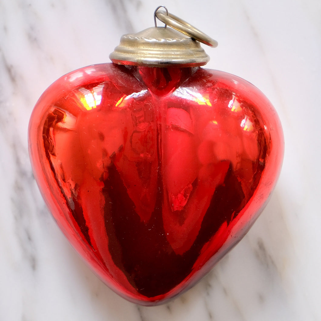 Red Heart Mercury Glass Ornament - La Porte Bonheur