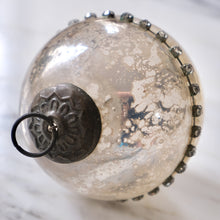 Load image into Gallery viewer, Silver Rhinestone Mercury Glass Ornament - La Porte Bonheur
