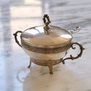 Sterling Silver Sugar Bowl with Lid and Spoon - La Porte Bonheur