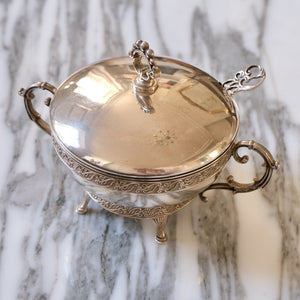 Sterling Silver Sugar Bowl with Lid and Spoon - La Porte Bonheur