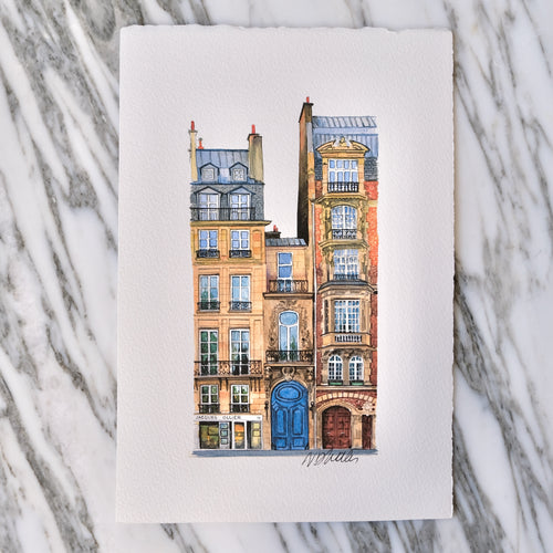 Watercolor Quai Voltaire Apartments by Nikolla Dhales - La Porte Bonheur