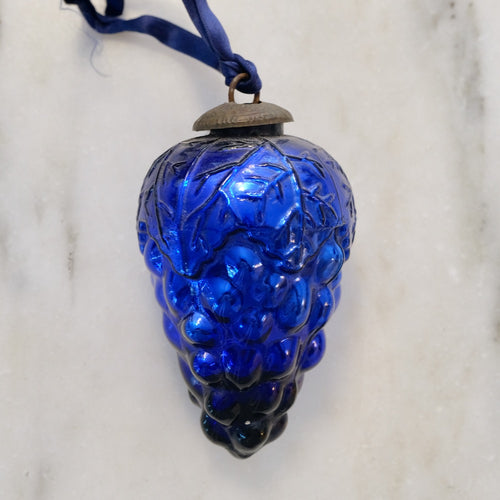 vintage french Blue grapes Mercury Glass Christmas Ornament