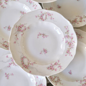 Haviland Pink Floral Shallow Bowls - La Porte Bonheur
