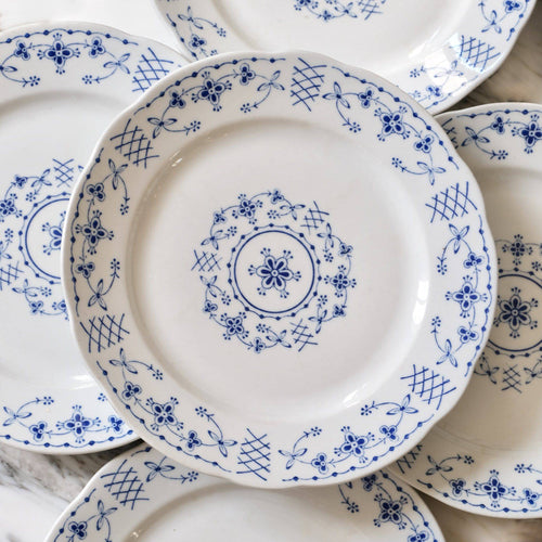 Kalk Eisenberg Blue & White Flower Dinner Plates - La Porte Bonheur