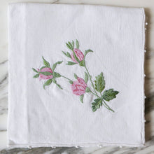 Load image into Gallery viewer, White Linen Hand-Embroidered Flower Napkins - La Porte Bonheur
