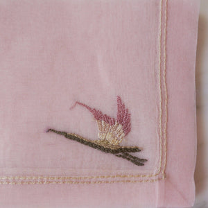 Pink Embroidered Bird Organza Napkins & Tablecloth - La Porte Bonheur