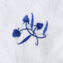 Load image into Gallery viewer, White Linen Cocktail Napkins with Blue Flowers/Berries - La Porte Bonheur
