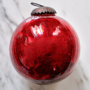 Red Ball Mercury Glass Ornament (Large) - La Porte Bonheur