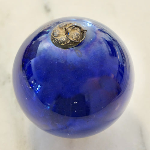 large blue glass ball vintage french christmas ornament