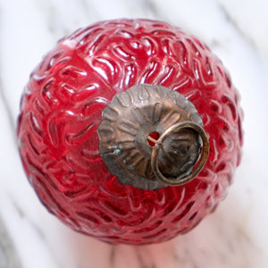 Red Etched Glass Ball Ornament (Small) - La Porte Bonheur